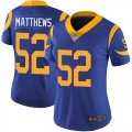 Wholesale Cheap Nike Rams #52 Clay Matthews Royal Blue Alternate Women's Stitched NFL Vapor Untouchable Limited Jersey