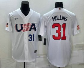 Cheap Men\'s USA Baseball #31 Cedric Mullins Number 2023 White World Classic Stitched Jerseys