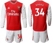 Wholesale Cheap Arsenal #34 Xhaka Red Home Long Sleeves Soccer Club Jersey