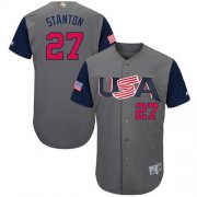 Wholesale Cheap Team USA #27 Giancarlo Stanton Gray 2017 World MLB Classic Authentic Stitched MLB Jersey