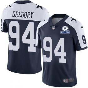 Wholesale Cheap Nike Cowboys #94 Randy Gregory Navy Blue Thanksgiving Men\'s Stitched With Established In 1960 Patch NFL Vapor Untouchable Limited Throwback Jersey