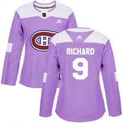 Wholesale Cheap Adidas Canadiens #9 Maurice Richard Purple Authentic Fights Cancer Women's Stitched NHL Jersey