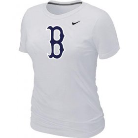 Wholesale Cheap Women\'s MLB Boston Red Sox Heathered Nike Blended T-Shirt White