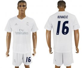 Wholesale Cheap Real Madrid #16 Kovacic Marine Environmental Protection Home Soccer Club Jersey