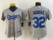 Cheap Women's Los Angeles Dodgers #32 Sandy Koufax Grey Cool Base Stitched Jersey