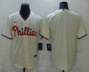 Wholesale Cheap Men's Philadelphia Phillies Blank Cream Stitched MLB Cool Base Nike Jersey