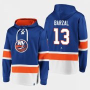 Wholesale Cheap Men's New York Islanders #13 Mathew Barzal Royal Ageless Must-Have Lace-Up Pullover Hoodie