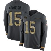 Wholesale Cheap Nike Raiders #15 Nelson Agholor Anthracite Salute to Service Youth Stitched NFL Limited Therma Long Sleeve Jersey