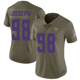 Wholesale Cheap Nike Vikings #98 Linval Joseph Olive Women\'s Stitched NFL Limited 2017 Salute to Service Jersey