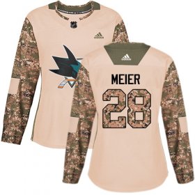 Wholesale Cheap Adidas Sharks #28 Timo Meier Camo Authentic 2017 Veterans Day Women\'s Stitched NHL Jersey