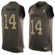 Wholesale Cheap Nike Bengals #14 Andy Dalton Green Men's Stitched NFL Limited Salute To Service Tank Top Jersey
