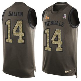 Wholesale Cheap Nike Bengals #14 Andy Dalton Green Men\'s Stitched NFL Limited Salute To Service Tank Top Jersey