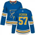 Wholesale Cheap Adidas Blues #57 David Perron Blue Alternate Authentic Women's Stitched NHL Jersey