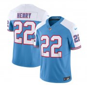 Wholesale Cheap Men's Tennessee Titans #22 Derrick Henry Blue White 2023 F.U.S.E. Vapor Limited Throwback Football Stitched Jersey