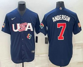 Cheap Men\'s USA Baseball #7 Tim Anderson 2023 Navy World Baseball Classic Stitched Jerseys