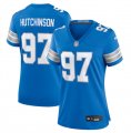 Cheap Women's Detroit Lions #97 Aidan Hutchinson Blue Stitched Jersey(Run Smaller)