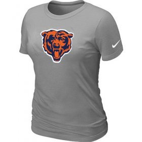 Wholesale Cheap Women\'s Chicago Bears Team Logo T-Shirt Light Grey