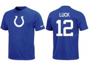 Wholesale Cheap Nike Indianapolis Colts #12 Andrew Luck Name & Number NFL T-Shirt Blue
