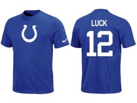 Wholesale Cheap Nike Indianapolis Colts #12 Andrew Luck Name & Number NFL T-Shirt Blue