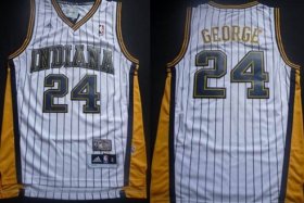 Wholesale Cheap Indiana Pacers #24 Paul George White With Pinstripe Swingman Throwback Jersey