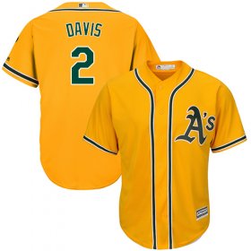 Wholesale Cheap Athletics #2 Khris Davis Gold Cool Base Stitched Youth MLB Jersey