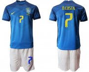 Wholesale Cheap Men 2020-2021 Season National team Brazil away blue 7 Soccer Jersey