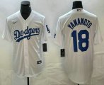 Cheap Men's Los Angeles Dodgers #18 Yoshinobu Yamamoto White Stitched Cool Base Nike Jersey