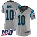 Wholesale Cheap Nike Panthers #10 Curtis Samuel Silver Women's Stitched NFL Limited Inverted Legend 100th Season Jersey