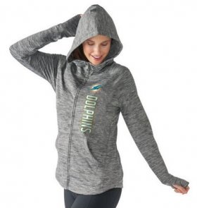 Wholesale Cheap Women\'s NFL Miami Dolphins G-III 4Her by Carl Banks Recovery Full-Zip Hoodie Heathered Gray