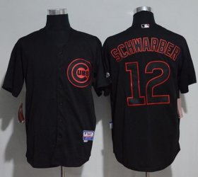 Wholesale Cheap Cubs #12 Kyle Schwarber Black Strip Stitched MLB Jersey