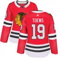 Wholesale Cheap Adidas Blackhawks #19 Jonathan Toews Red Home Authentic Women's Stitched NHL Jersey