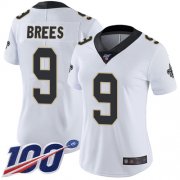 Wholesale Cheap Nike Saints #9 Drew Brees White Women's Stitched NFL 100th Season Vapor Limited Jersey