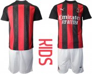 Wholesale Cheap Youth 2020-2021 club AC milan home red Soccer Jerseys