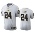 Wholesale Cheap Cleveland Browns #24 Nick Chubb Men's Nike White Golden Edition Vapor Limited NFL 100 Jersey