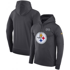 Wholesale Cheap NFL Men\'s Pittsburgh Steelers Nike Anthracite Crucial Catch Performance Pullover Hoodie
