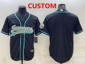 Wholesale Cheap Men\'s Jacksonville Jaguars Custom Black With Patch Cool Base Stitched Baseball Jersey