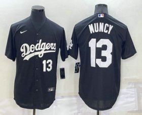 Wholesale Cheap Men\'s Los Angeles Dodgers #13 Max Muncy Number Black Turn Back The Clock Stitched Cool Base Jersey