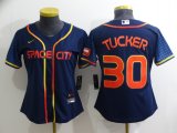 Wholesale Cheap Women's Houston Astros #30 Kyle Tucker 2022 Navy Blue City Connect Cool Base Stitched Jersey