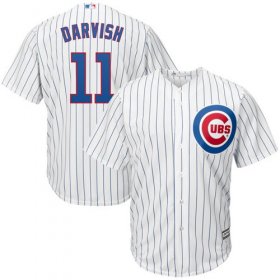 Wholesale Cheap Cubs #11 Yu Darvish White Strip New Cool Base Stitched MLB Jersey