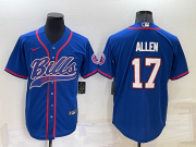 Wholesale Men's Buffalo Bills #17 Josh Allen Blue Stitched Cool Base Nike Baseball Jersey