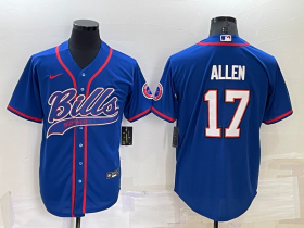 Wholesale Men\'s Buffalo Bills #17 Josh Allen Blue Stitched Cool Base Nike Baseball Jersey