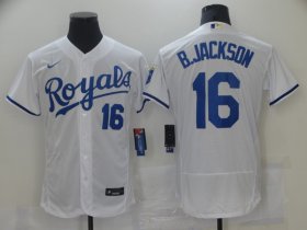 Wholesale Cheap Men\'s Kansas City Royals #16 Bo Jackson White Stitched MLB Flex Base Nike Jersey