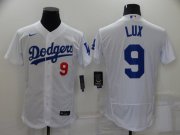 Wholesale Cheap Men's Los Angeles Dodgers #9 Gavin Lux White Stitched MLB Flex Base Nike Jersey