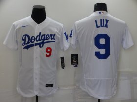 Wholesale Cheap Men\'s Los Angeles Dodgers #9 Gavin Lux White Stitched MLB Flex Base Nike Jersey