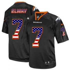 Wholesale Cheap Nike Broncos #7 John Elway Black Men\'s Stitched NFL Elite USA Flag Fashion Jersey