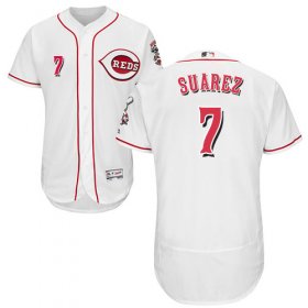 Wholesale Cheap Reds #7 Eugenio Suarez White Flexbase Authentic Collection Stitched MLB Jersey