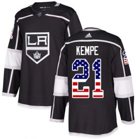 Wholesale Cheap Adidas Kings #21 Mario Kempe Black Home Authentic USA Flag Stitched Youth NHL Jersey