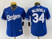 Wholesale Cheap Youth Los Angeles Dodgers #34 Fernando Valenzuela Blue Stitched Cool Base Nike Jersey