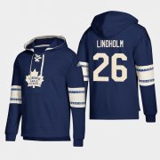 Wholesale Cheap Toronto Maple Leafs #26 Par Lindholm Blue adidas Lace-Up Pullover Hoodie