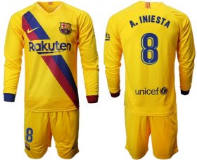 Wholesale Cheap Barcelona #8 A.Iniesta Away Long Sleeves Soccer Club Jersey